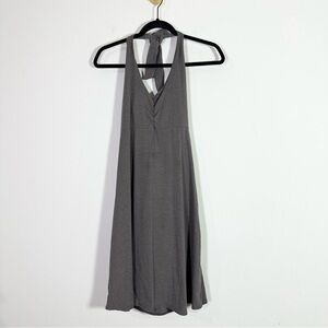 Prana Gray Brown Mini V- Neck A-Line Halter Dress